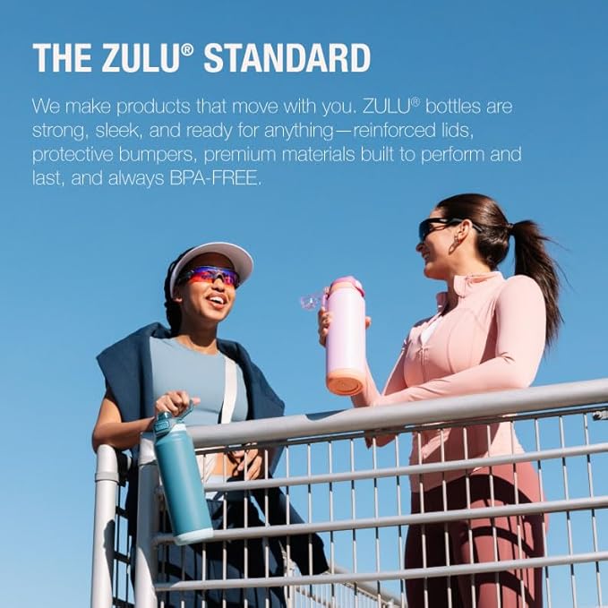 ZULU Powerfill Pro 24oz Stainless Steel Water Bottle with Quick Fill Lid, Triple Walled Vacuum Insulated Metal, Leak Proof Locking Lid, Sip and Chug, Reusable BPA Free, Driftwood