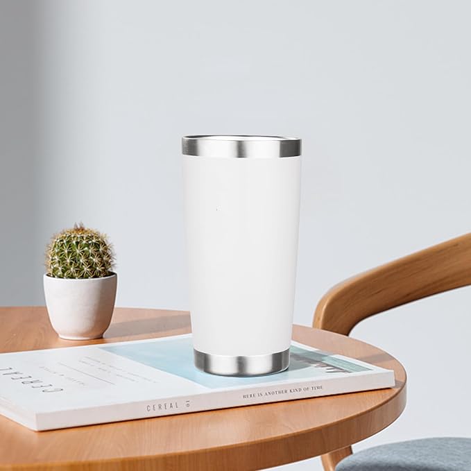 20oz Tumbler with Lid Stainless Steel Insulated Tumblers Travel Coffee Tumbler Bulk Double Wall Vacuum Insulated Water Cup Christmas Gifts for Women Men Her Him Home Office (White, 4pack)
