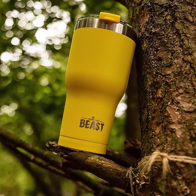 Beast 30 oz Tumbler Stainless Steel Vacuum Insulated Coffee Ice Cup Double Wall Travel Flask (Lemon)