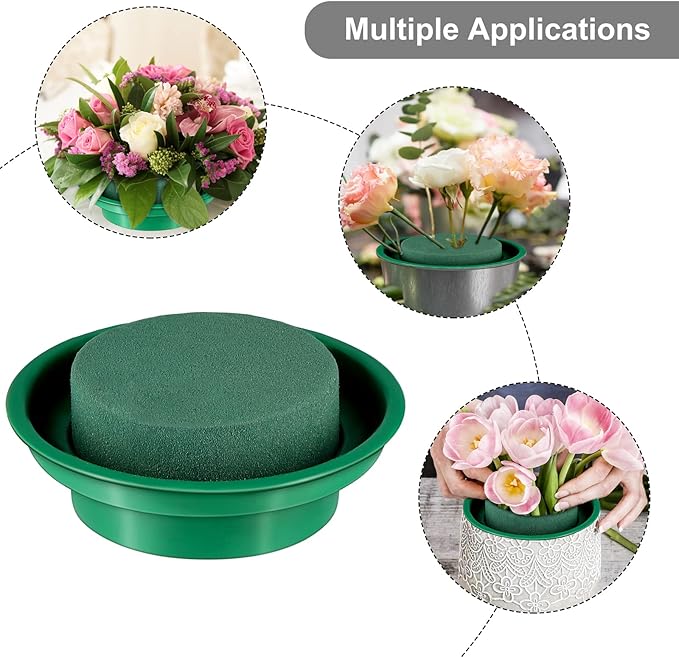 8 Packs Green Floral Foam Rounds in Bowls DIY Flower Arrangement Kit for Fresh and Artificial Flowers, 4.7 Inch Diameter, Simple Style, Flower Foam, ARTIFICIAL PLANT