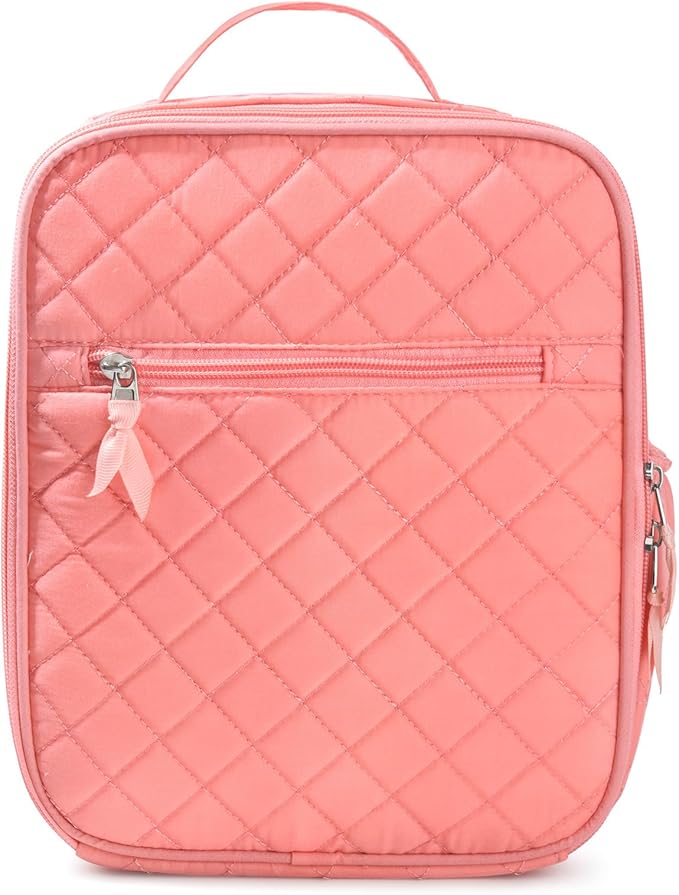 Aileam Quilted Lunch Box, Orange, Cute Girls Lunch Box, Insulated Womens Lunch Bag, Large Capacity, Reusable Insulated Cooler for Work, School, Picnic, Travel