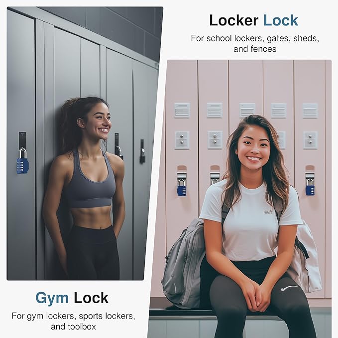 Puroma Combination Lock 4 Digit Waterproof Locker Locks Secure Outdoor Padlock for Gym Lockers, Toolboxes, Gates, Fences, Storage, Sports Locker, Cabinets (Blue)