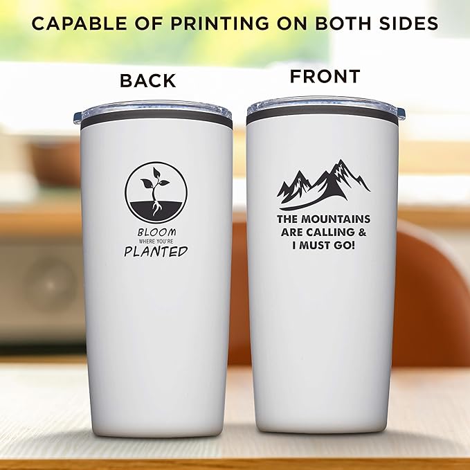 Custom Plastic Tumblers 20 oz. Set of 24, Personalized Bulk Pack - With lids, Ice Coffee Tumbler, To Go Cup, Insulated - White