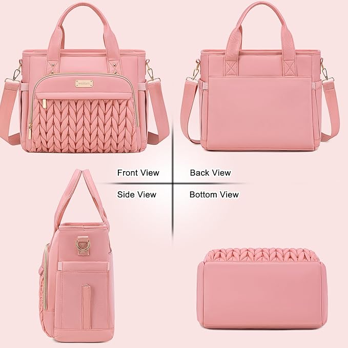 Weitars Insulated Lunch Bag for Women,Leak Proof Lunch Box for Work,Extra Large Lunch Tote Bag With Removable Shoulder Strap with Side Pockets,Reusable Lunch Bag For Picnic Hiking (Pink-02)