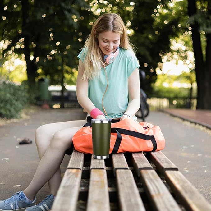 StarSpeed 20oz Tumbler Bulk with Lid, Stainless Steel Insulated Tumblers Double Wall Vacuum Insulated Travel Mug, Powder Coated Coffee Cups for Hot and Cold Drinks(Navy Green,8)