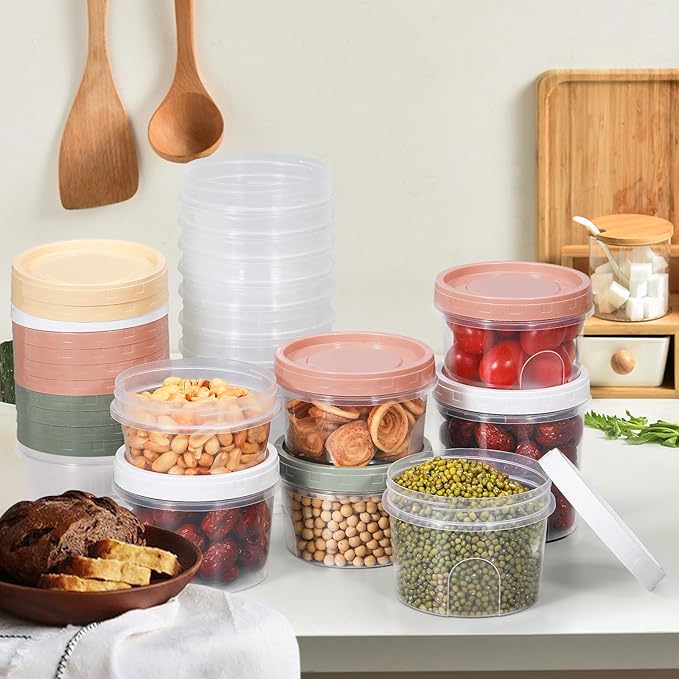 ASEVAT 8-Pack 16oz, Plastic Storage Containers With Lids Kitchen, Food Storage Container with Lid, Microwave Safe Bowls, Freezer Safe Bowl, Meal Preparation Jar