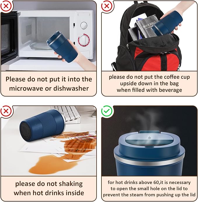 KETIEE Travel Mug 12oz, Insulated Coffee Mug with Leakproof Lid, Travel Coffee Mug Vacuum Stainless Steel Double Walled Reusable Coffee Cup for Hot and Iced Coffee Tea Water (Navy)