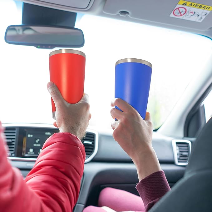 20 oz Tumbler with lid Double Wall Vacuum Insulated Tumblers Stainless Steel Coffee Mug Travel Coffee Tumbler Powder Coated Tumbler Cup Keep Hot&Cold- (Red 1 Pack)