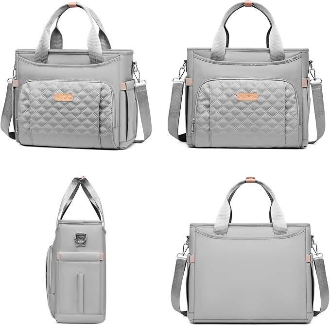 AIJIEKE Insulated Lunch Bag for Men Women, Lunch Box, Lunch Tote for Work, Large Leak Proof Cooler Bag with Removable Strap, Reusable Adult Lunchbag, Picnic, Office, Beach, Grey