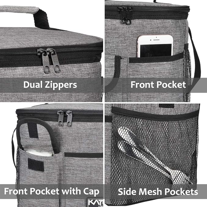 Tirrinia Insulated Large Lunch Bag for Women Men, Leakproof Lunch Box Containers for Adults, Work, School, Soft Lunchbox for Kids, Boys, Adult Cooler Bag for Picnic, Hiking,Beach