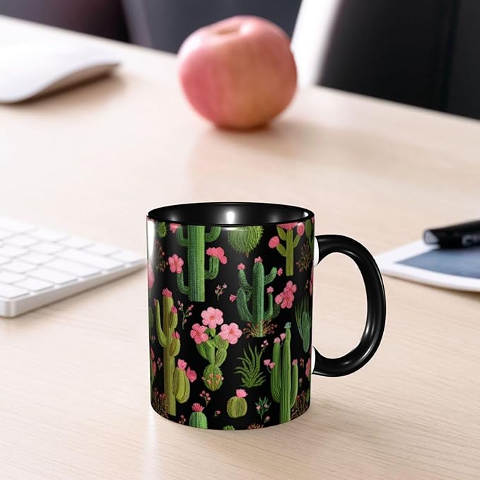 Yrebyou Cactus Coffee Mug Funny Tea Cup Ceramic Mugs 11OZ with Handle Gifts for Women Men Home Office Decor