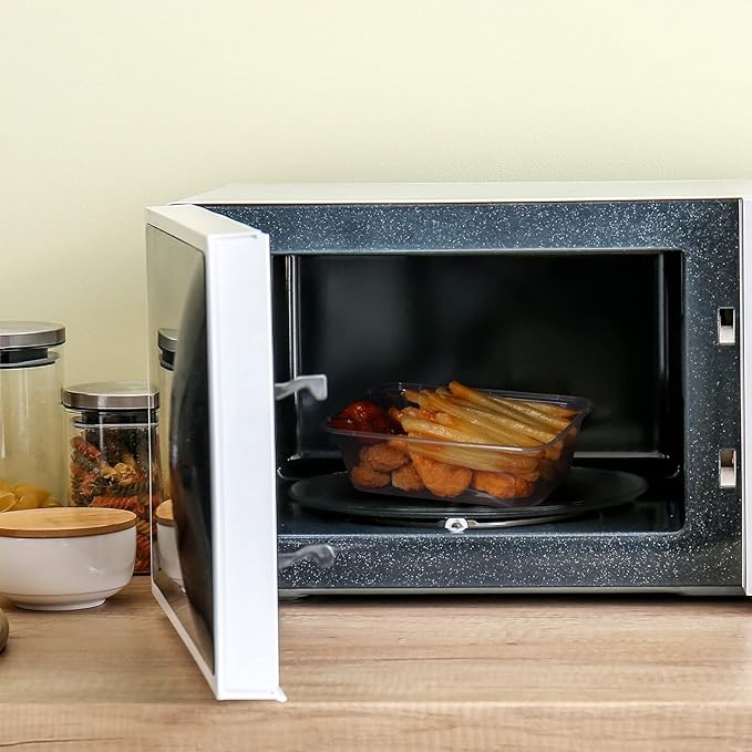 Sawysine 100 Pcs Plastic Meal Prep Containers Food Storage Containers Reusable Lunch Bowls with Lid Stackable Disposable Lunch Boxes 1 Compartment Bento Box(Clear,22 oz)