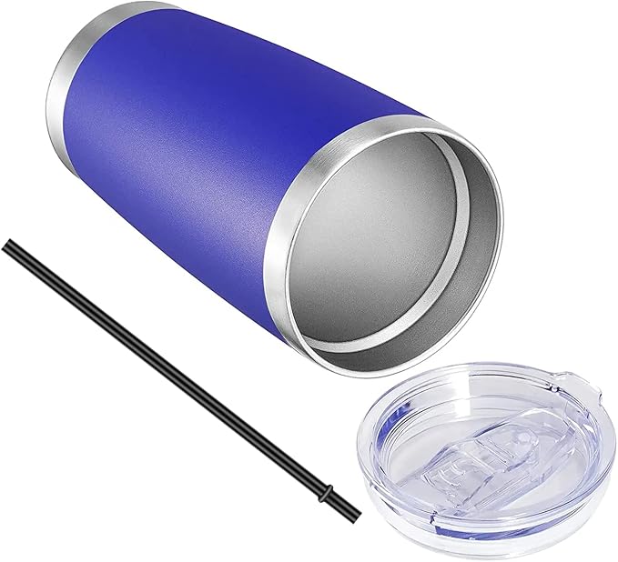 VEGOND 20oz Tumbler with Lid and Straw Stainless Steel Tumbler Cup Bulk Vacuum Insulated Double Wall Travel Coffee Mug Powder Coated Coffee Cup (Bluish Violet 12 Pack)