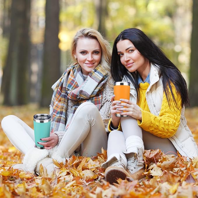 20oz Tumbler Stainless Steel Vacuum Insulated Mug with Lid, Double Wall Travel Mug, Durable Powder Coated Coffee Cup, Suitable for Ice Drinks and Hot Beverage (New Mix 12 pack)