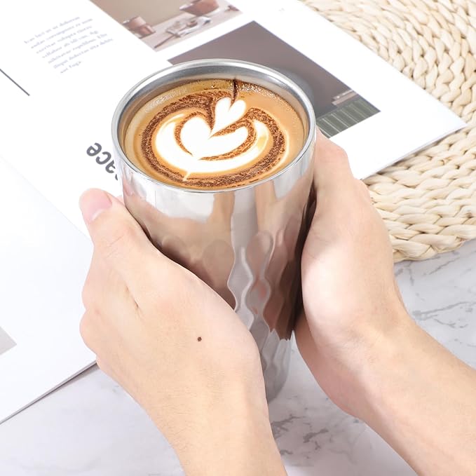 Beasea Stainless Steel Cups 19 oz, 4 Pack Large 18.6oz 550ml Stainless Steel Drinking Cups Tumbler Stackable Double Wall Insulated Individual Metal Pint Glasses Tin for Home Party Camping