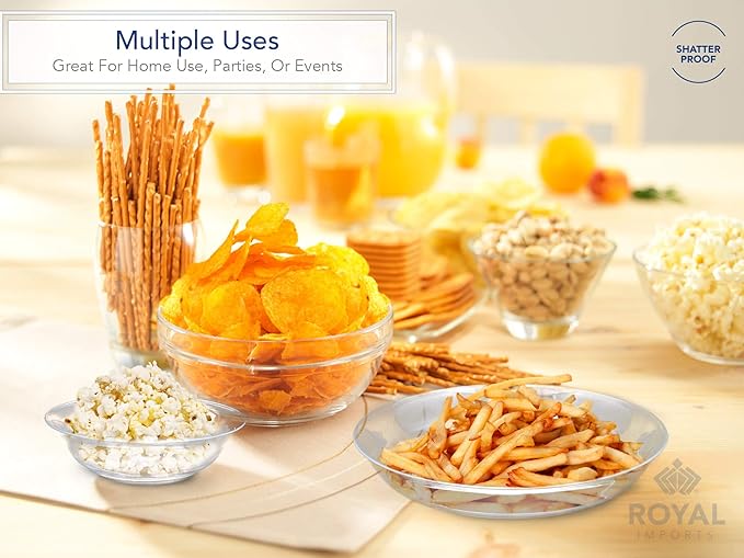 Royal Imports 8" Clear Plastic Saucer Plant Drip Tray, Low Pie Plate, Floral Flower Dish, Wedding, Party, Home and Holiday Decor, 6 Pack