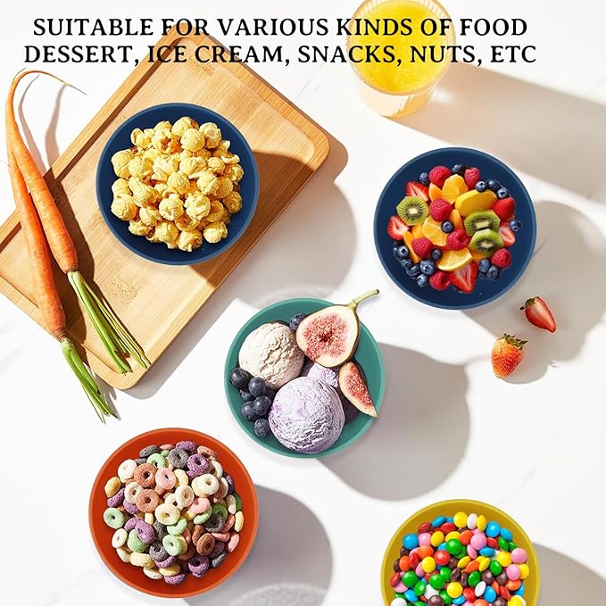 Wheat Straw Bowls, 10 OZ Snack Bowl Set of 8, Unbreakable Small Bowl, Alternative Plastic Bowls Reusable for Snack, Dessert and Appetizer, Microwave and Dishwasher Safe (Multicolor)