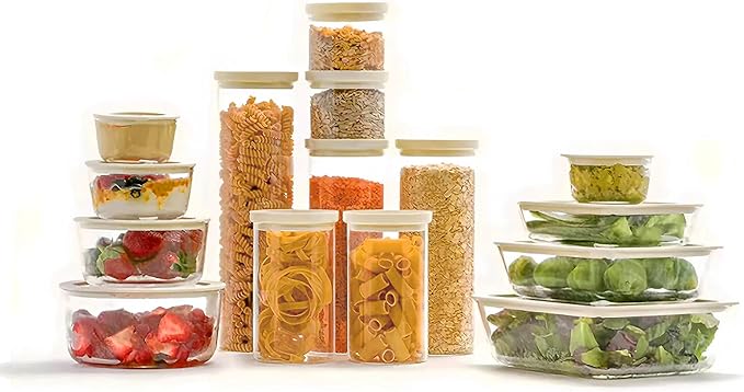 Urban Green Glass Food Container Set with Silicone Glass Lid, Large Size 3 Pack, Meal Prep Food Storage Containers with Airtight Lids, Leakproof, 100% Plastic Free, White color