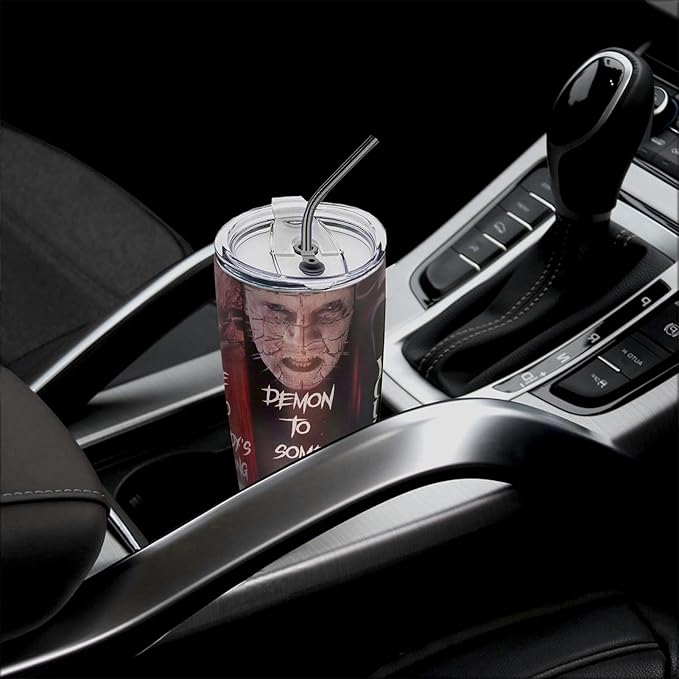 Horror Tumbler with Lid and straw - Gift for Men, Women Who Love A Good Scare - Halloween Coffee Cup - Gifts for Friend on Birthday, Christmas - Halloween Decorations - Horror Tumbler 20 Oz