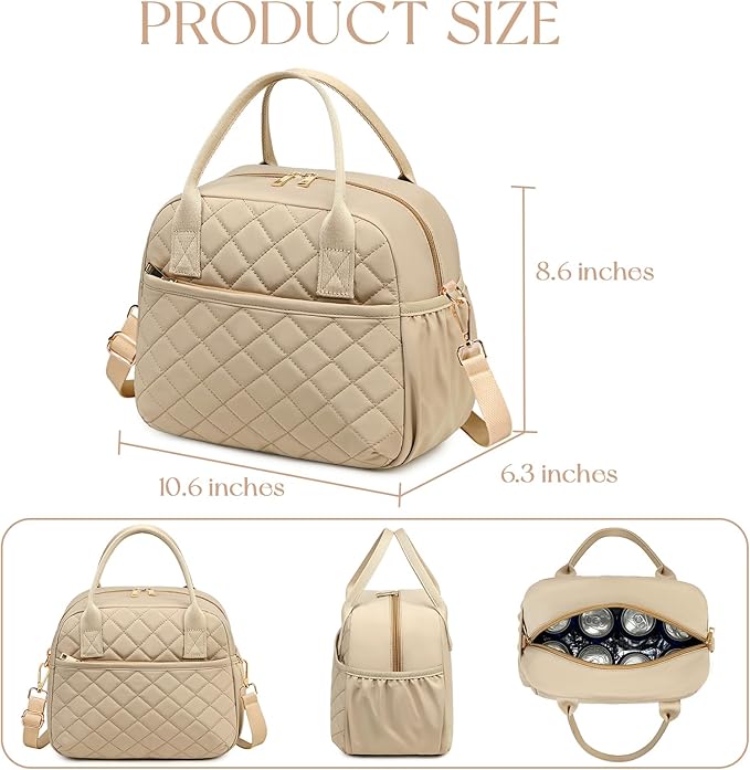 CAMTOP Lunch Box for Women Men Insulated Lunch Bag Lunch Tote Bag Leakproof Thermal Cooler Large Capacity for Travel Work School Picnic (Z-Khaki)