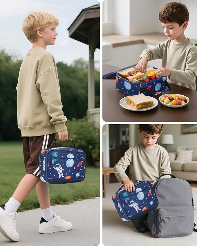 Tuwubi Kids Lunch Bag Insulated Lunch Box for Kids Small Lunch Bag for Boys/Girls Durable Lunchbox for School,Deep Blue Space 10-Can(5L)