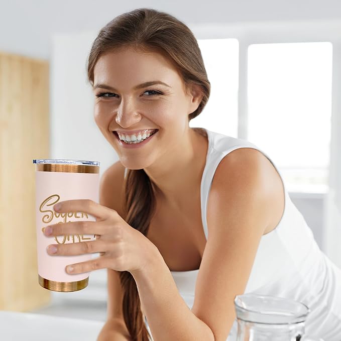 20 oz Tumbler Stainless Steel Tumbler with Lid and Straw, Double Wall Vacuum Insulated Travel Coffee Mug for Laser Engrave, Powder Coated Cup for Hot and Cold Drinks (Pink,1 pack)