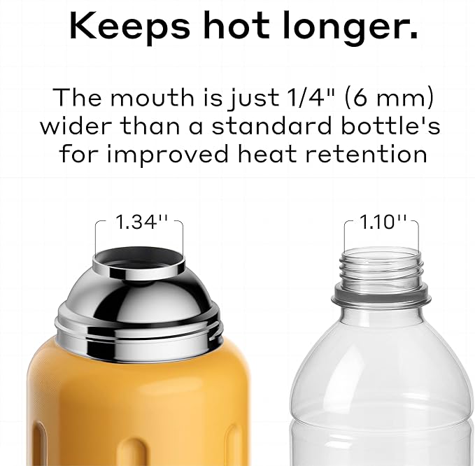 BOBBER 26 oz Stainless Steel Thermos for Hot Tea, Coffee, and Cold Drinks – BPA-Free, Dishwasher Safe Vacuum Insulated Water Bottle – Keeps Drinks Hot for 36 Hours (Orange)