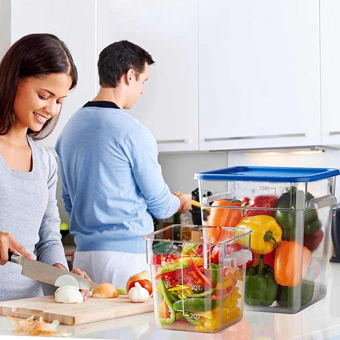 4 Pack 18 Quart Food Storage Containers with Lids, Polycarbonate Square Commercial Food Containers, NSF, Clear, New Version