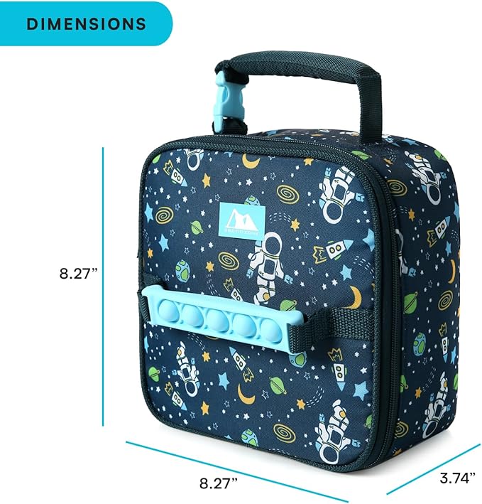 Arctic Zone Pop-it Kids Lunch Box Combo with Sensory Pop Handle, 210g Ice Pack, and Sandwich Container, Space Odyssey