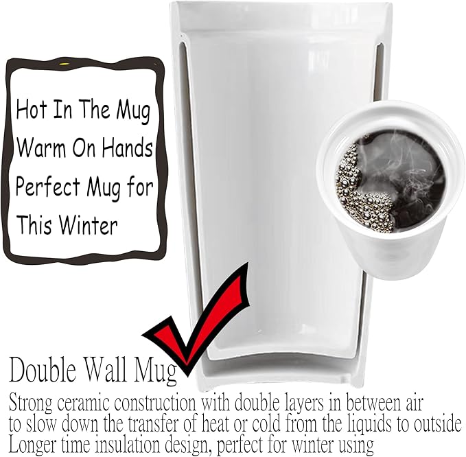 Ceramic Travel Mug, Double Wall Insulated Takeaway 12 oz Coffee Cup for Hot & Cold Beverages, Reusable White Coffee Mug, Splash Resistant Lid & Protective Silicone Sleeve, for Car Cup-Holder, Brown