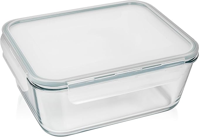 Razab 3300 ml / 112 oz Large Glass Food Storage Containers with Lids, Airtight, Leakproof, BPA Free - Ideal for Meal Prep, Store Leftover & Lunch, Baking Casserole - Freezer, Microwave & Oven Safe