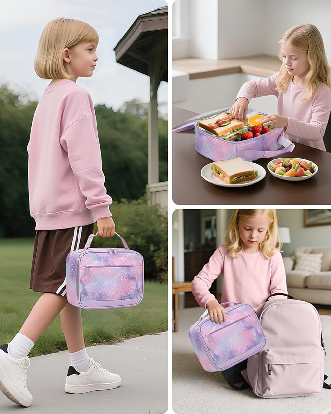 Tuwubi Kids Lunch Bag Insulated Lunch Box for Kids Small Lunch Bag for Boys/Girls Durable Lunchbox for School,Colorful Starry Sky 10-Can(5L)