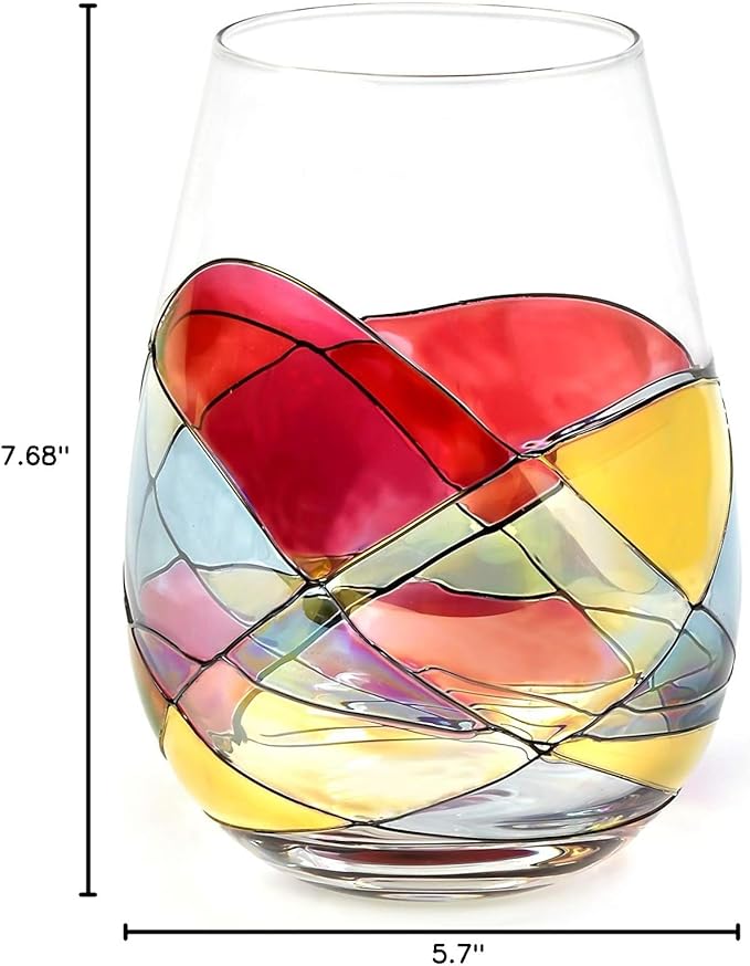 BARCELONA Stemless Wine Glasses – Hand‑Painted Set of 1 Unique Wine Gift for Wedding, Anniversary, Housewarming & Christmas • Sagrada Familia Style • Ideal for Women & Men