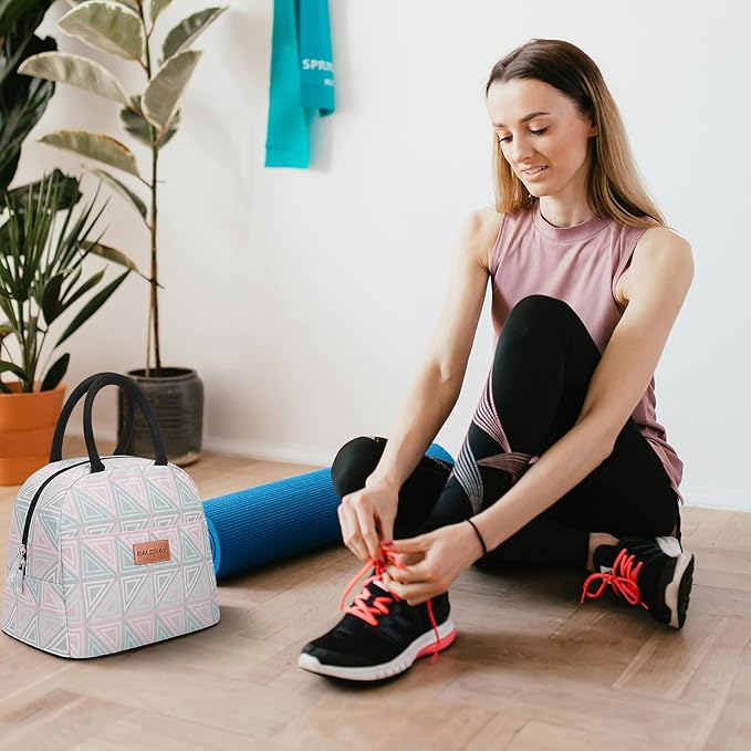 BALORAY Lunch Bag for Women Men Insulated Lunch Box for Adult Reusable Lunch Tote Bag for Work, Picnic or Travel (Triangle, M)