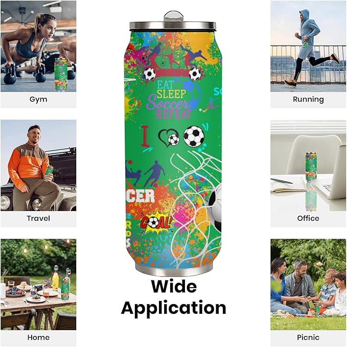 Soccer Tumbler Cup Travel Mug With Lid, Stainless Steel Vacuum Coffee Mug Cup - Soccer Gifts For Women Men 17 Oz