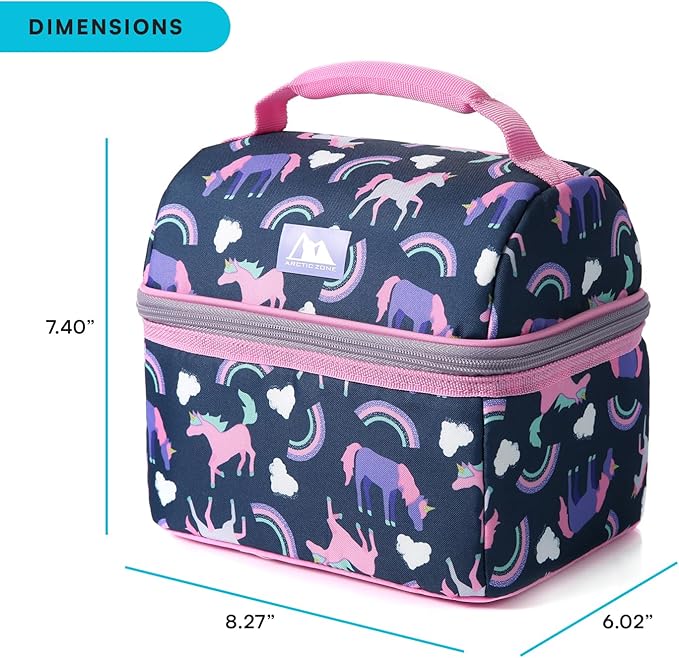 Arctic Zone Kids Lunch Bucket Combo with 210g Ice Pack and Sandwich Container, Unicorn Princess