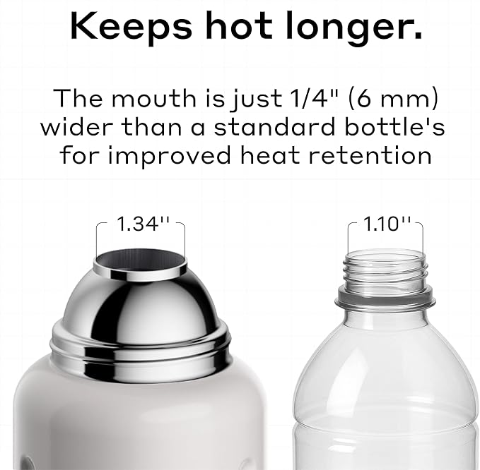 BOBBER 34 oz Stainless Steel Travel Thermos for Hot and Cold Drinks – Dishwasher Safe Metal Water Bottle with Cup Lid – Keeps Hot for 48 Hours – BPA-Free, Vacuum Insulated (Sand Grey)