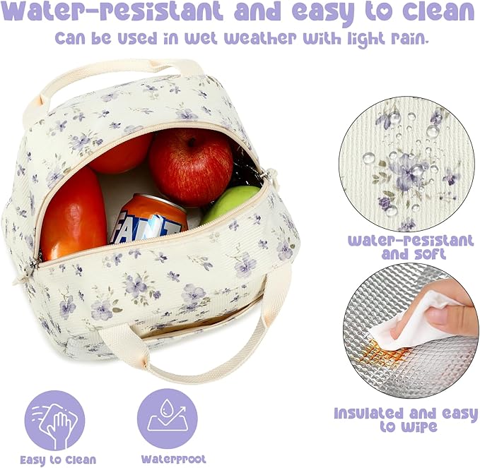 Bluboon Lunch Bag for Women Men Cute Corduroy Lunch Tote Bags Reusable Insulated Lunch Box Large Capacity Reusable Insulated Cooler for Work Picnic or Travel