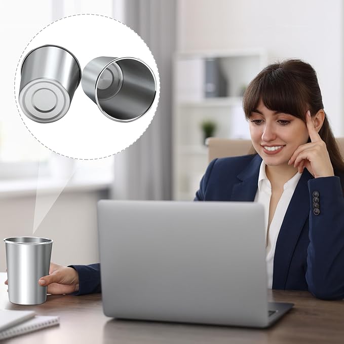 Ruisita 10 Pieces 12 Ounce Stainless Steel Cups Metal Pint Cups Shatterproof Drinking Glasses for Kids or Adults (12 oz/350 ml)