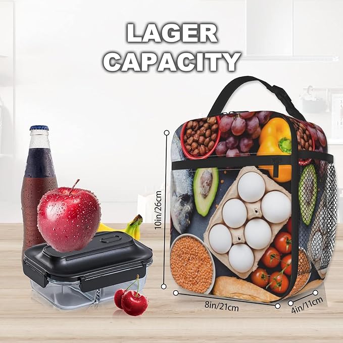 American Football Lunch Box for Athletics Lovers, Tote Bag with Fire Ball Print, Insulated Lunchbox Gifts, Reusable Cooler Lunchboxes for Sport, Office, School, Picnic, Travel