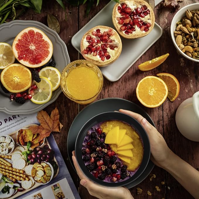 Wrova Wheat Straw Bowl Sets,6 PCS Unbreakable Cereal Bowl 36 OZ,Microwave and Dishwasher Safe Bowls,Soup Bowl Sets BPA Free Apartment Bowl for Serving Cereal,Oatmeal and Salad (Black)