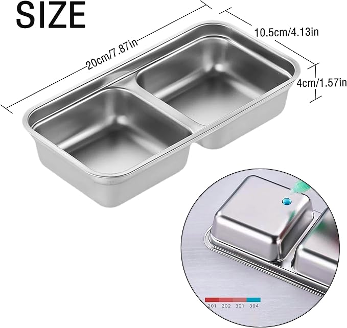 Stainless Steel Snack Containers - Reusable Double Compartment Bento Box with Lids, Leakproof & Dishwasher-Safe Food Storage for Travel, Camping, Takeout