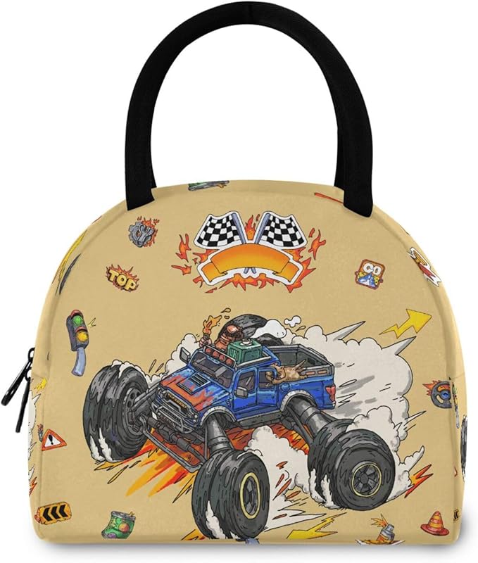 Truck Lunch Bag for Women Men Reusable Insulated Lunch Tote Bag for Office Work School Picnic Hiking