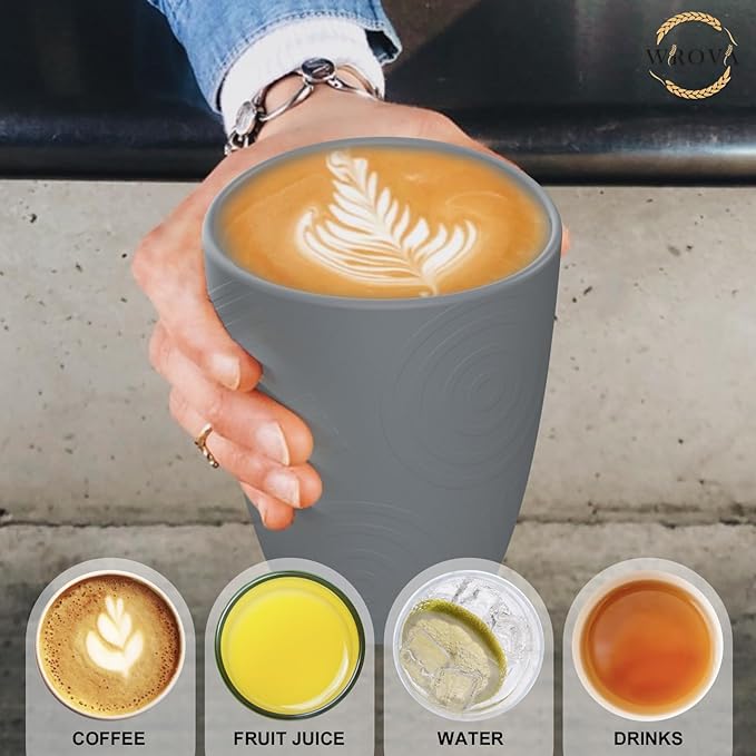 Wheat Straw Cups 8 PCS Good Alternative to Plastic Reusable Cups 12 oz Unbreakable Drinking Cup Reusable Dishwasher Safe Water Plastic Glasses Grey