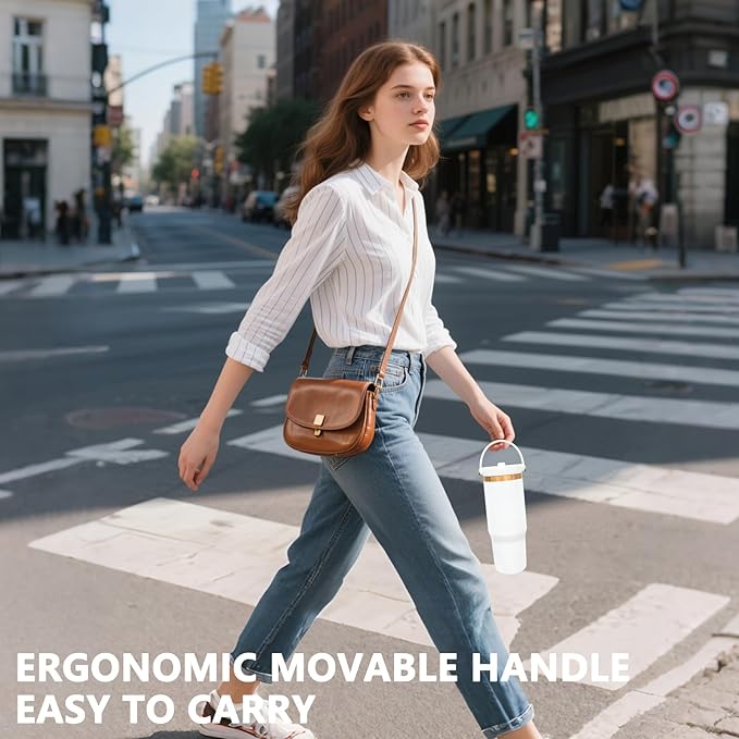 30 oz Tumbler Bulk with Handle and Straw, Vacuum Insulated Tumblers with Flip Straw and Top Handle, Leakproof Powder Coated Tumbler, Stainless Steel Travel Mug for Coffee Water (White, 8 Pack)