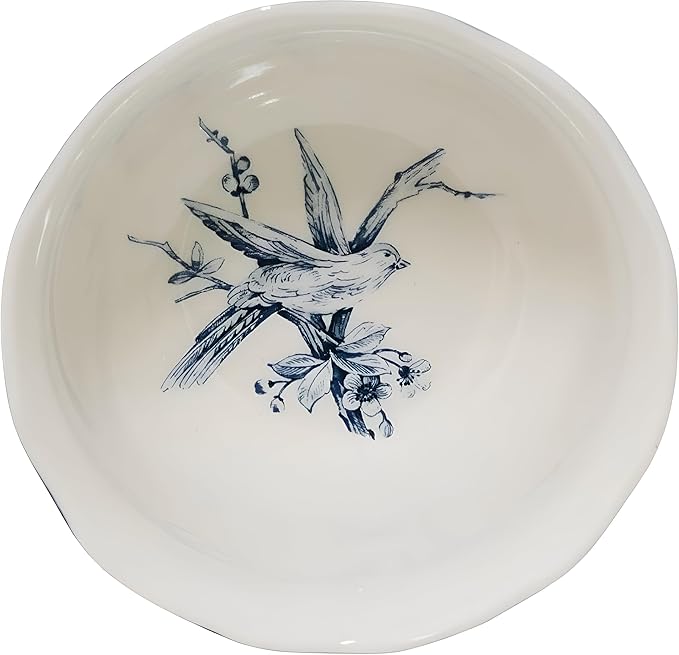 222 Fifth Adelaide 16-Piece Square Floral Dinnerware Set – Service for 4, Blue & White Porcelain Plates & Bowls, for Everyday Dining & Entertainment, Microwave & Dishwasher Safe, Chip Resistant