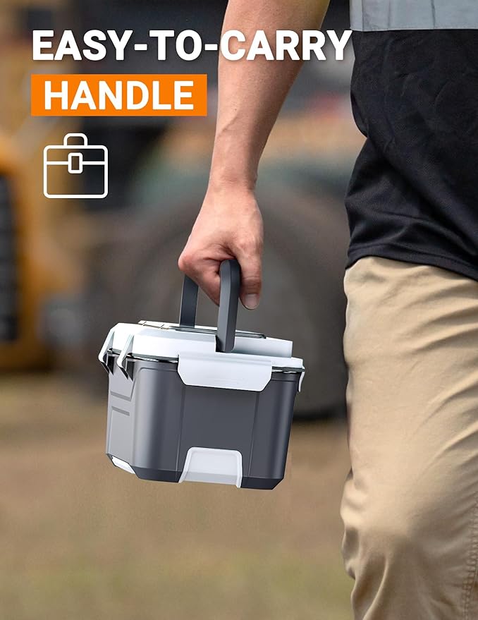 Rechargeable Heated Lunch Box for Men, 1.3L Cordless Electric Lunch Box for Adults with Scheduled Heating, Portable Food Warmer with Large Bag, Cutlery, Removable Divider