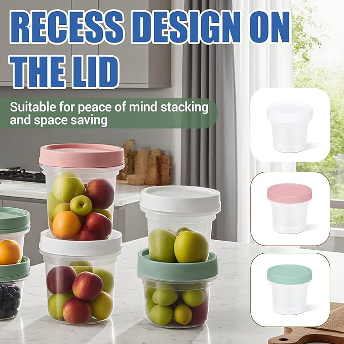 6 Pack 10oz Food Storage Containers, Plastic Containers with Twist Top Lid, Reusable Dishwasher Freezer Safe Airtight, Takeout Container - Ideal for Soup and More