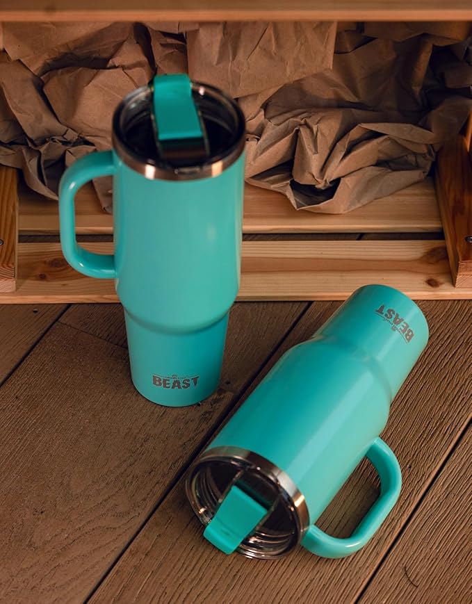 Beast 50 oz Tumbler Stainless Steel Vacuum Insulated Coffee Ice Cup Double Wall Travel Flask (Aqua Blue)