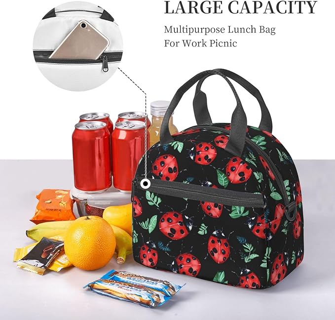 Animal Reusable Insulated Lunch Box Waterproof Lunch Bag with Detachable and Adjustable Shoulder Strap for Office Picnic or Travel